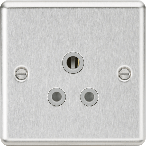 Knightsbridge MLA CL5ABCG 5A Unswitched Socket - Rounded Edge Brushed Chrome Finish with Grey Insert - Knightsbridge MLA - Falcon Electrical UK