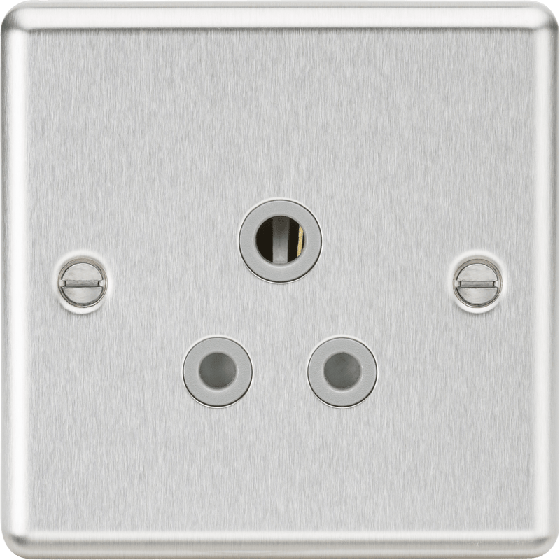 Knightsbridge MLA CL5ABCG 5A Unswitched Socket - Rounded Edge Brushed Chrome Finish with Grey Insert - Knightsbridge MLA - Falcon Electrical UK