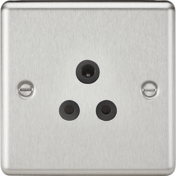 Knightsbridge MLA CL5ABC 5A Unswitched Socket - Rounded Edge Brushed Chrome Finish with Black Insert - Knightsbridge MLA - Falcon Electrical UK