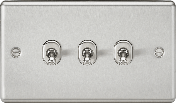 Knightsbridge MLA CLTOG3BC 10AX 3G 2 Way Toggle Switch - Rounded Brushed Chrome Finish - Knightsbridge MLA - Falcon Electrical UK