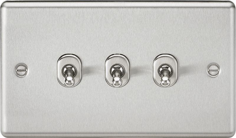 Knightsbridge MLA CLTOG3BC 10AX 3G 2 Way Toggle Switch - Rounded Brushed Chrome Finish - Knightsbridge MLA - Falcon Electrical UK