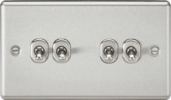 Knightsbridge MLA CLTOG4BC 10AX 4G 2 Way Toggle Switch - Rounded Brushed Chrome Finish - Knightsbridge MLA - Falcon Electrical UK