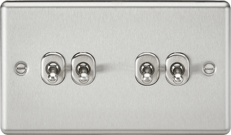 Knightsbridge MLA CLTOG4BC 10AX 4G 2 Way Toggle Switch - Rounded Brushed Chrome Finish - Knightsbridge MLA - Falcon Electrical UK