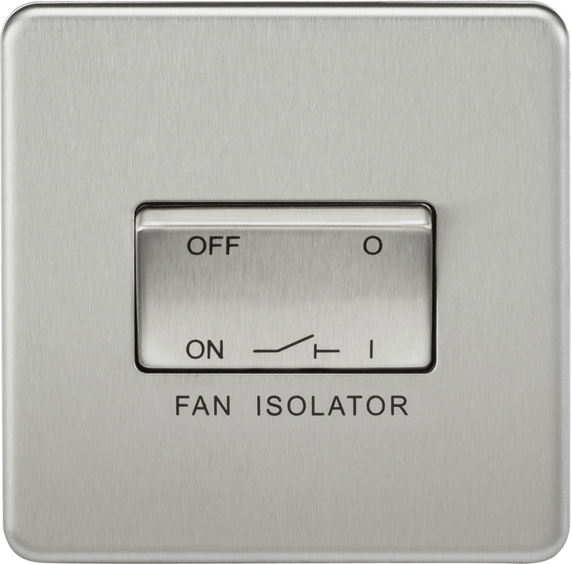 Knightsbridge MLA SF1100BC Screwless 10AX 3 Pole Fan Isolator Switch - Brushed Chrome - Knightsbridge MLA - Falcon Electrical UK