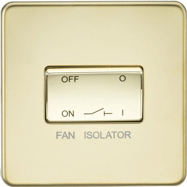 Knightsbridge MLA SF1100PB Screwless 10AX 3 Pole Fan Isolator Switch - Polished Brass - Knightsbridge MLA - Falcon Electrical UK