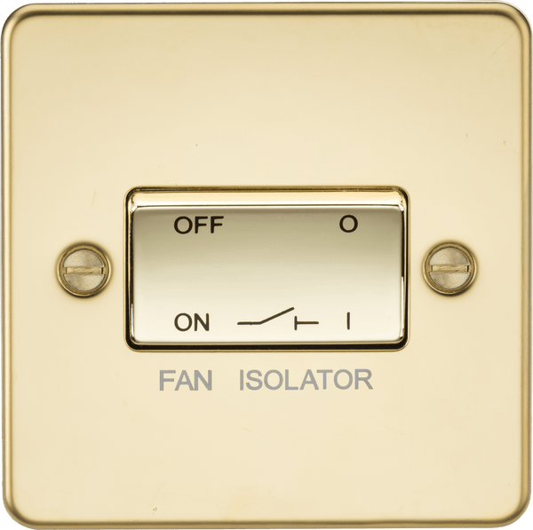 Knightsbridge MLA FP1100PB Flat Plate 10AX 3 Pole Fan Isolator Switch - Polished Brass - Knightsbridge MLA - Falcon Electrical UK