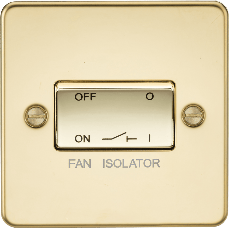 Knightsbridge MLA FP1100PB Flat Plate 10AX 3 Pole Fan Isolator Switch - Polished Brass - Knightsbridge MLA - Falcon Electrical UK