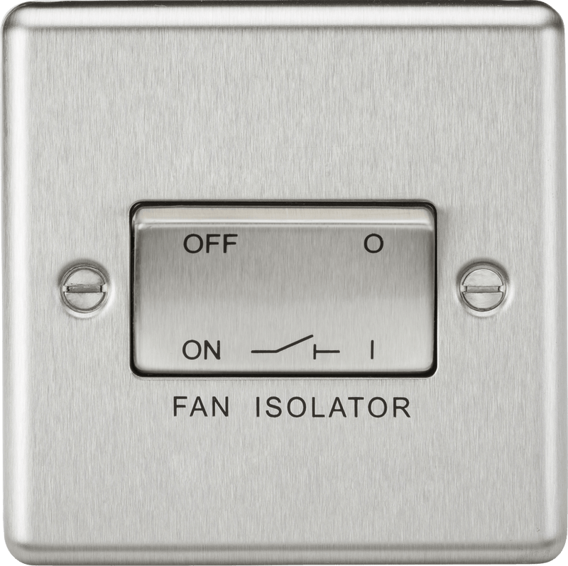 Knightsbridge MLA CL11BC 10AX 3 Pole Fan Isolator Switch - Rounded Edge Brushed Chrome - Knightsbridge MLA - Falcon Electrical UK