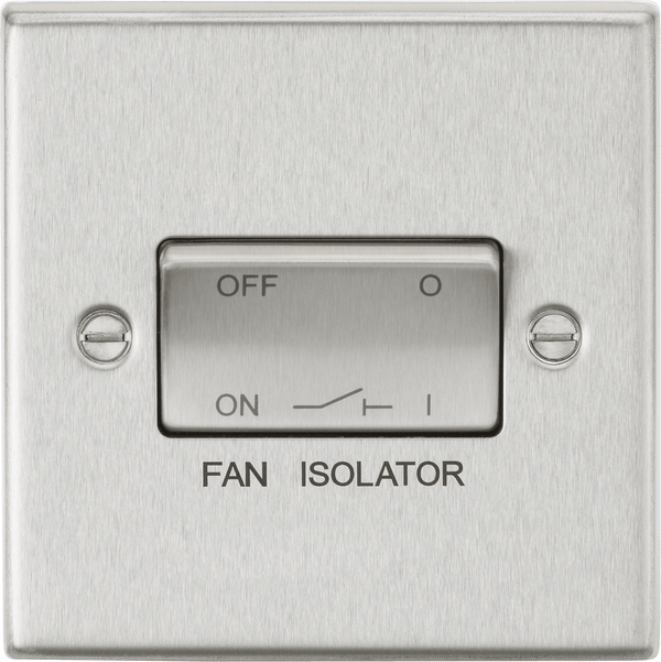 Knightsbridge MLA CS11BC 10AX 3 Pole Fan Isolator Switch - Square Edge Brushed Chrome - Knightsbridge MLA - Falcon Electrical UK