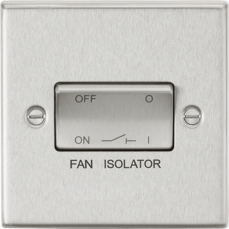 Knightsbridge MLA CS11BC 10AX 3 Pole Fan Isolator Switch - Square Edge Brushed Chrome - Knightsbridge MLA - Falcon Electrical UK