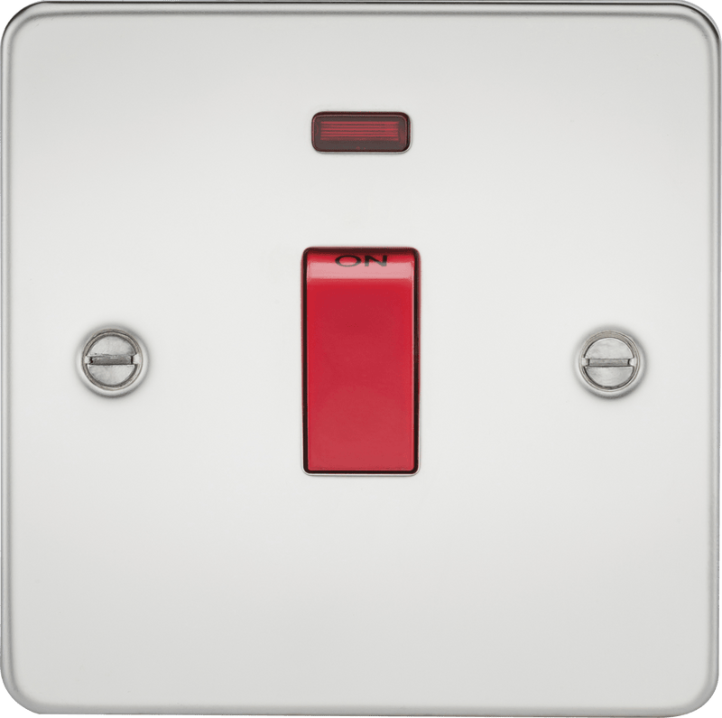 Knightsbridge MLA FP8331NPC Flat Plate 45A 1G DP switch with neon - polished chrome - Knightsbridge MLA - Falcon Electrical UK