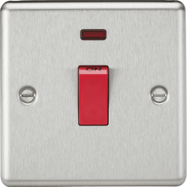 Knightsbridge MLA CL81NBC 45A DP Switch with Neon (single size) - Rounded Edge Brushed Chrome - Knightsbridge MLA - Falcon Electrical UK