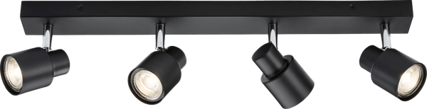 Knightsbridge MLA CSP4MB 230V GU10 Quad Bar Spotlight - Matt Black - Knightsbridge MLA - Falcon Electrical UK