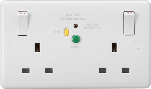 Knightsbridge MLA CU9RCD 13A 2G DP RCD Switched Socket - 30mA (Type A) - Knightsbridge MLA - Falcon Electrical UK