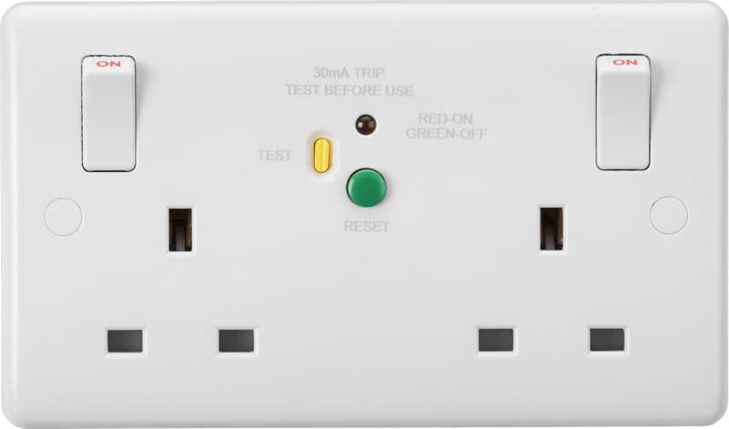 Knightsbridge MLA CU9RCD 13A 2G DP RCD Switched Socket - 30mA (Type A) - Knightsbridge MLA - Falcon Electrical UK