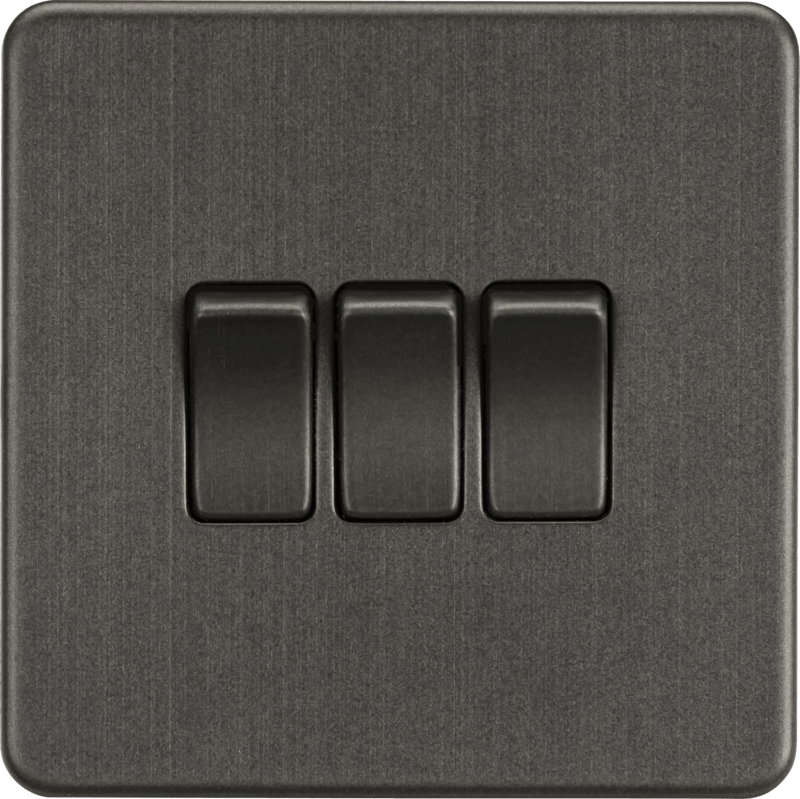 Knightsbridge MLA SF4000SB Screwless 10AX 3G 2-Way Switch - Smoked Bronze - Knightsbridge MLA - Falcon Electrical UK