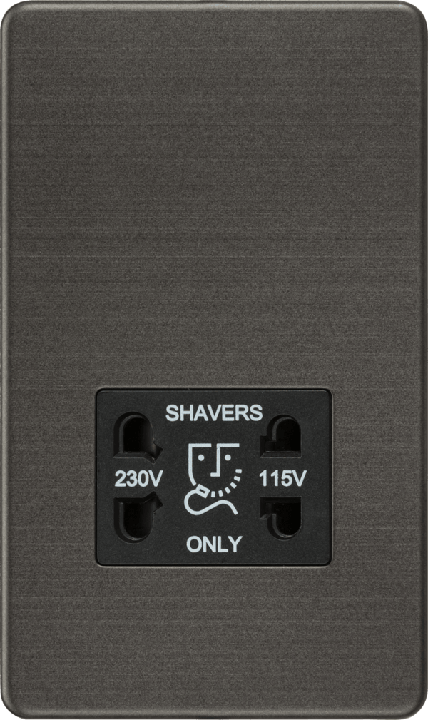 Knightsbridge MLA SF8900SB Screwless 115V/230V Dual Voltage Shaver Socket - Smoked Bronze - Knightsbridge MLA - Falcon Electrical UK