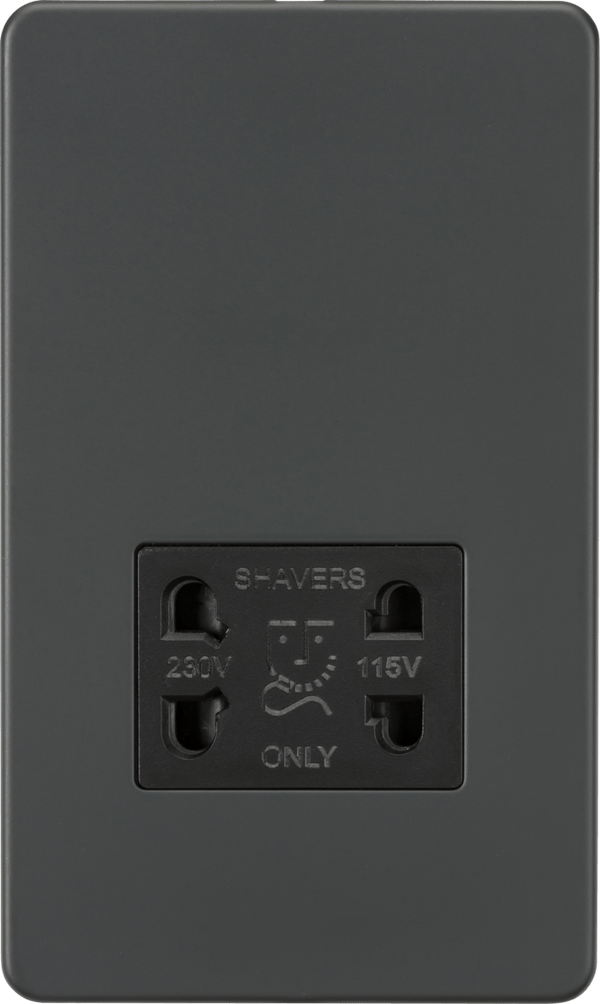 Knightsbridge MLA SF8900AT Screwless 115V/230V Dual Voltage Shaver Socket - Anthracite - Knightsbridge MLA - Falcon Electrical UK