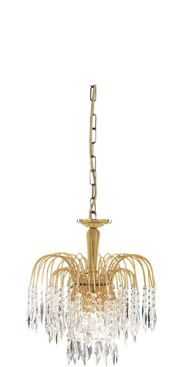 Searchlight 5173-3 Waterfall 3Lt Pendant - Gold Metal & Crystal - Searchlight - Falcon Electrical UK