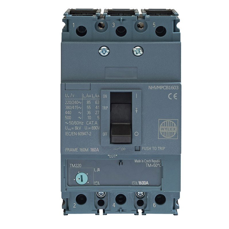 Wylex NHVMPCB1603 160A 55kA 3P NHV MCCB ATFM c-w Box Terminals - Wylex - Falcon Electrical UK