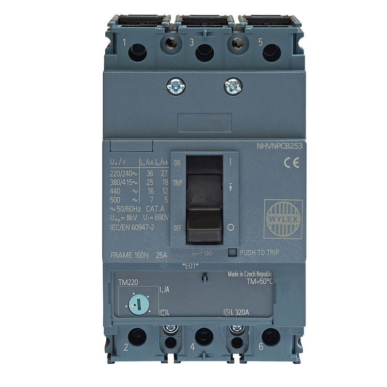 Wylex NHVNPCB253 25A 25kA 3P NHV MCCB ATFM c-w Box Terminals - Wylex - Falcon Electrical UK