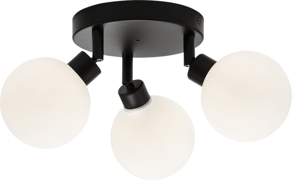 Knightsbridge MLA BA01P3MB 230V IP44 G9 Triple Spotlight with Round Frosted Glass - Matt Black - Knightsbridge MLA - Falcon Electrical UK