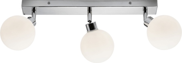 Knightsbridge MLA BA01B3C 230V IP44 G9 Triple Bar Spotlight with Round Frosted Glass - Chrome - Knightsbridge MLA - Falcon Electrical UK