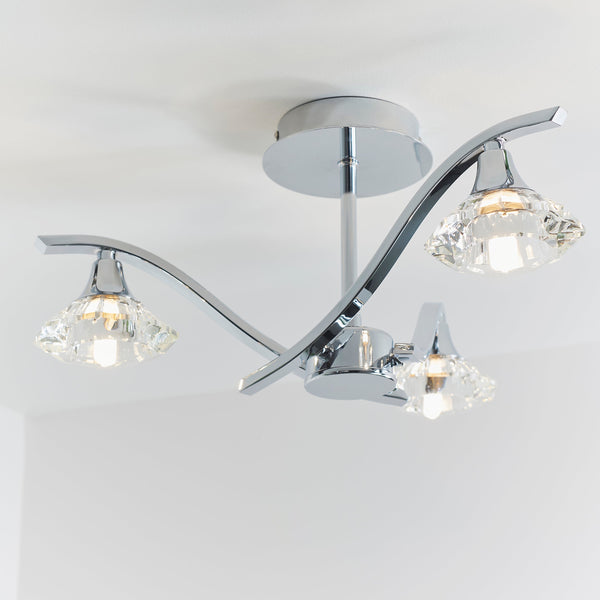 Endon LANGELLA-3CH Langella 3lt Semi flush - Endon - Falcon Electrical UK