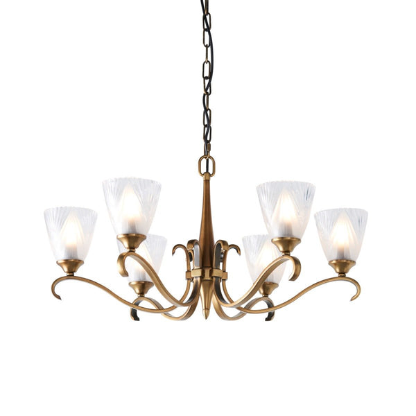 Endon 63437 Columbia brass 6lt Pendant - Endon - Falcon Electrical UK