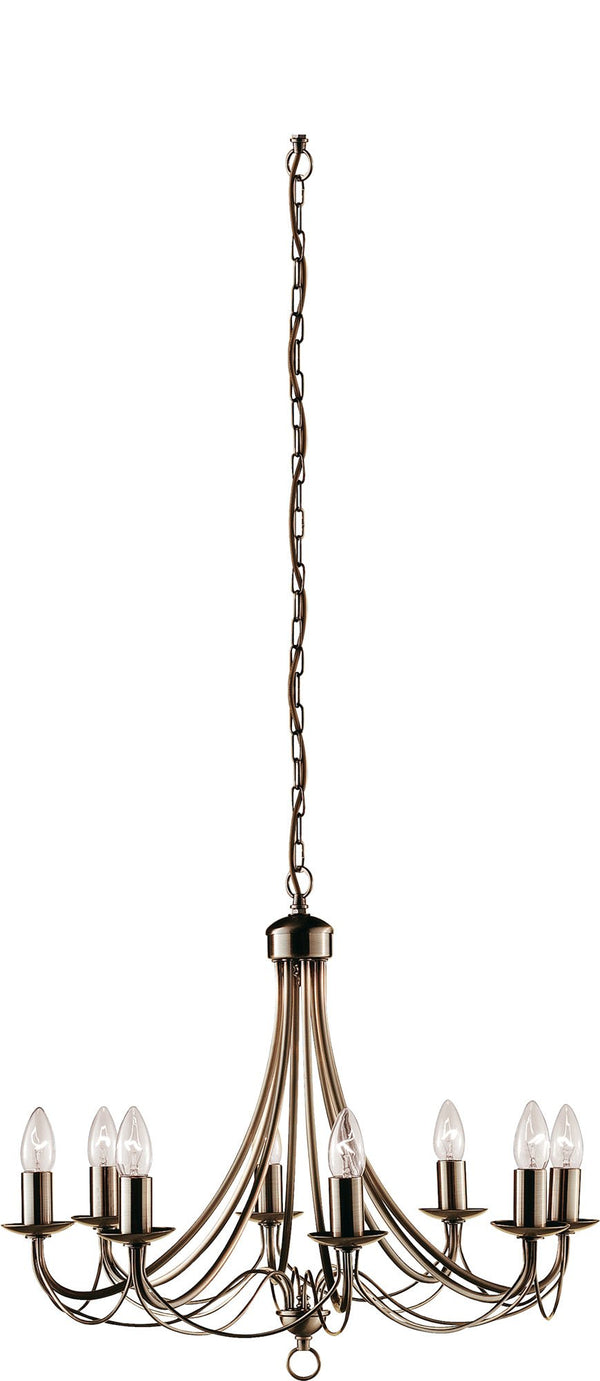 Searchlight 6348-8AB Maypole 8Lt Pendant - Antique Brass Metal - Searchlight - Falcon Electrical UK