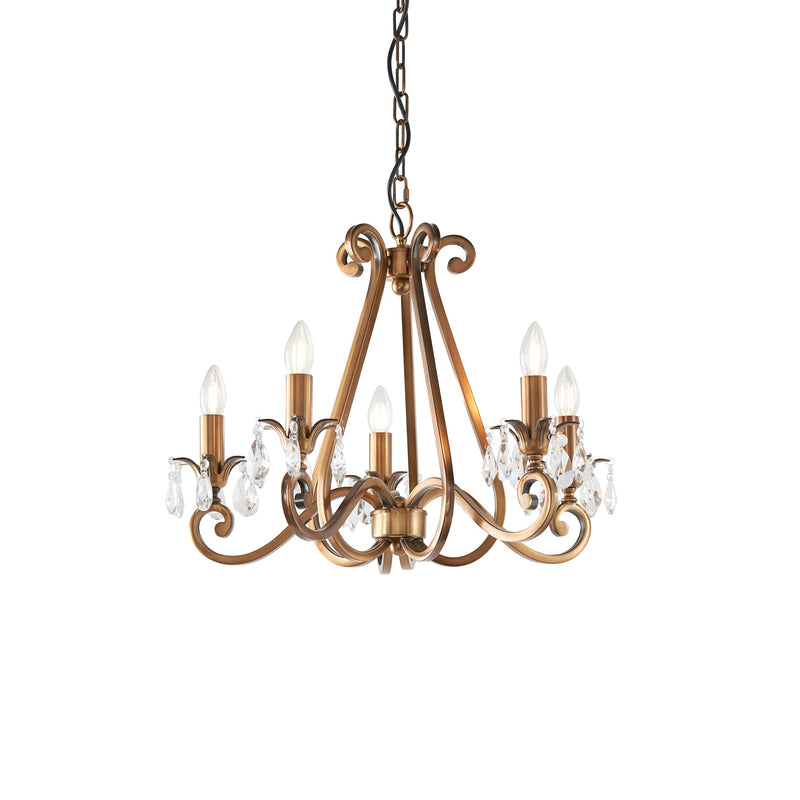 Endon UL1P5B Oksana antique brass 5lt Pendant - Endon - Falcon Electrical UK