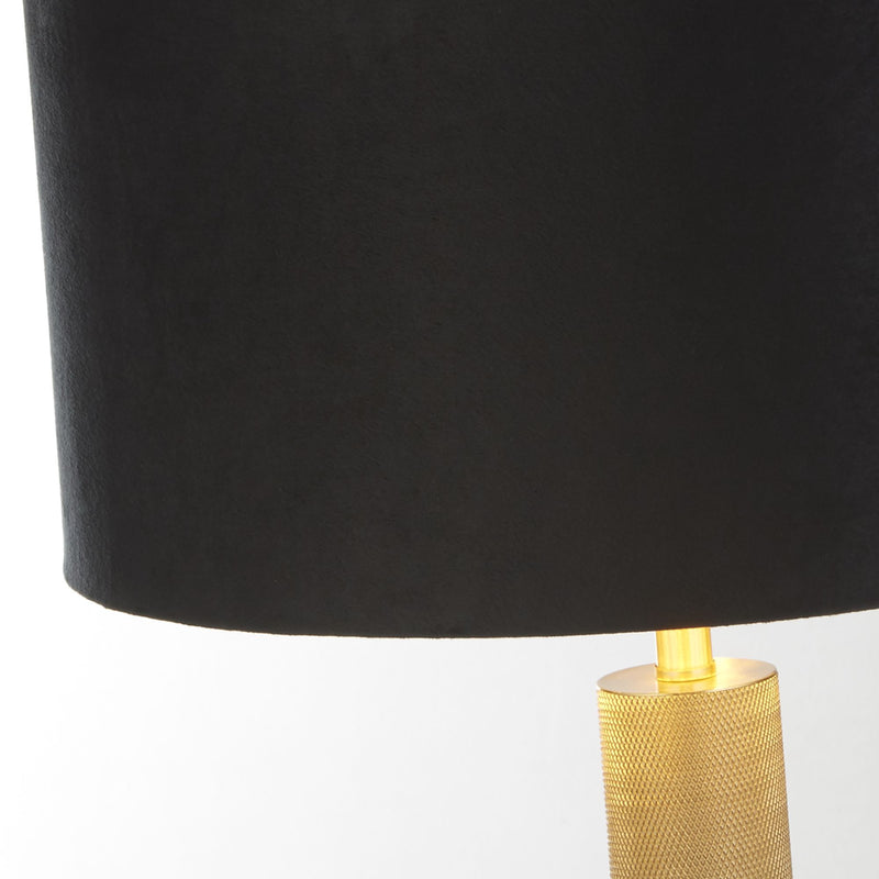 Searchlight 65721BK London Table Lamp - Knurled Brass & Black Velvet Shade - Searchlight - Falcon Electrical UK