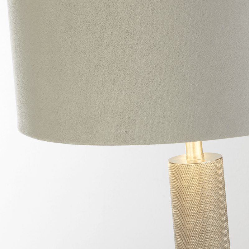 Searchlight 65721GY London Table Lamp- Knurled Satin Silver & Grey Velvet Shade - Searchlight - Falcon Electrical UK