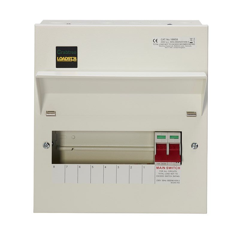 Crabtree 18MS8 8 Way Consumer Unit Main Switch 100A, Flexible Configuration - Crabtree - Falcon Electrical UK