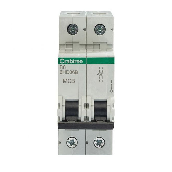 Crabtree 6HD06B B6 10kA 2P MCB - Crabtree - Falcon Electrical UK