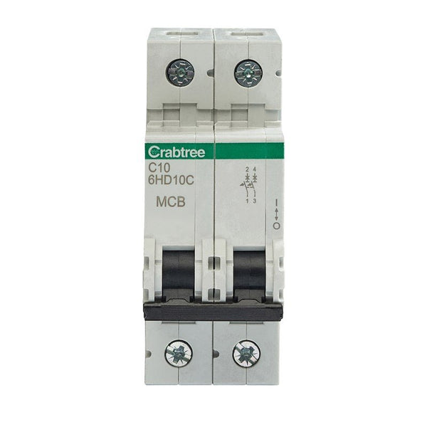 Crabtree 6HD10C C10 10kA 2P MCB - Crabtree - Falcon Electrical UK