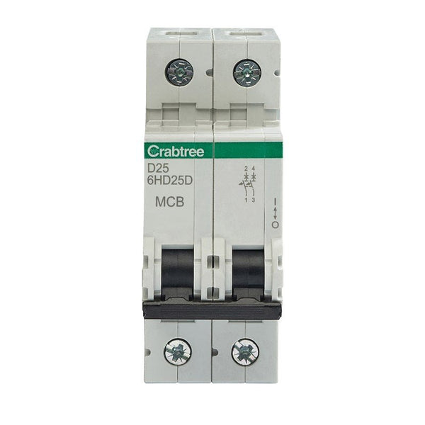 Crabtree 6HD25D D25 10kA 2P MCB - Crabtree - Falcon Electrical UK