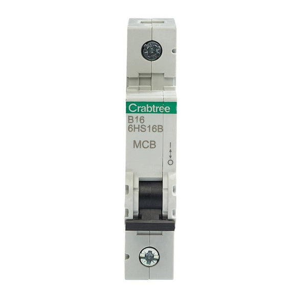 Crabtree 6HS16B B16 10kA 1P MCB (1 Module Width) - Crabtree - Falcon Electrical UK