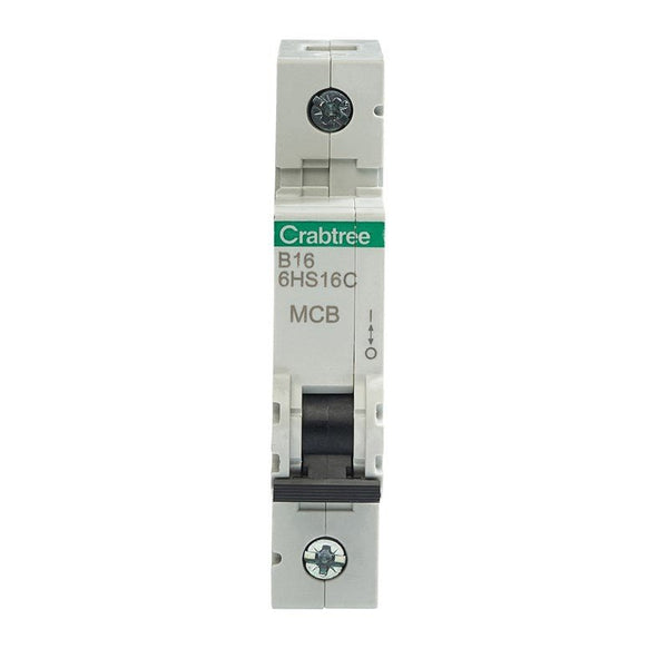 Crabtree 6HS16C C16 10kA 1P MCB (1 Module Width) - Crabtree - Falcon Electrical UK