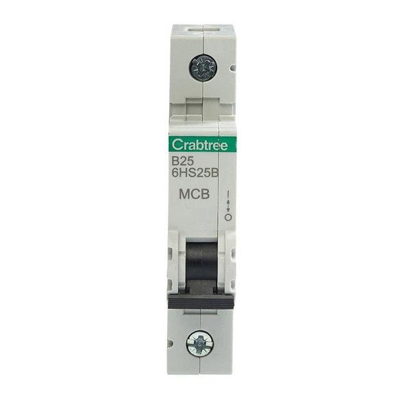 Crabtree 6HS25B B25 10kA 1P MCB (1 Module Width) - Crabtree - Falcon Electrical UK