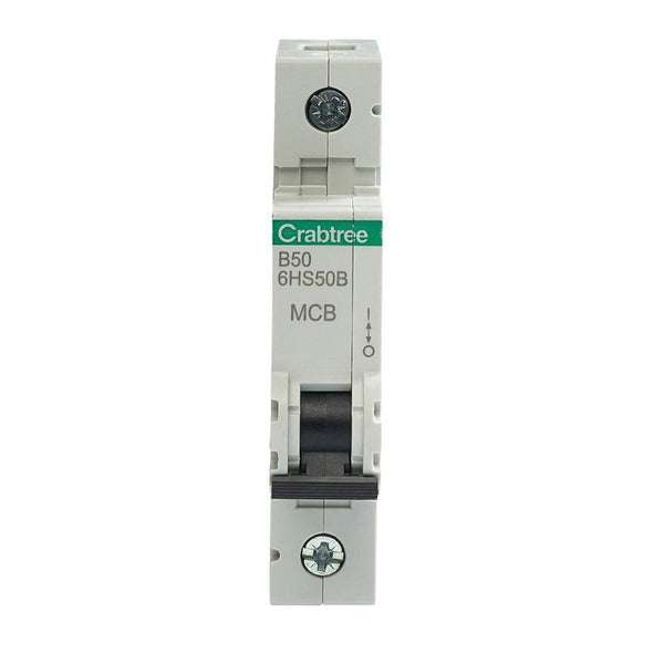 Crabtree 6HS50B B50 10kA 1P MCB (1 Module Width) - Crabtree - Falcon Electrical UK