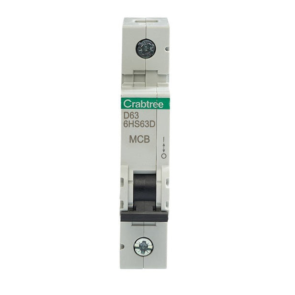 Crabtree 6HS63D D63 10kA 1P MCB (1 Module Width) - Crabtree - Falcon Electrical UK