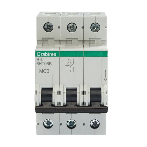 Crabtree 6HT06B B6 10kA 3P MCB (3 Module Width) - Crabtree - Falcon Electrical UK