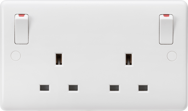 Knightsbridge MLA CU9001 13A 2G DP Switched Socket with twin earths and outboard rockers - Knightsbridge MLA - Falcon Electrical UK