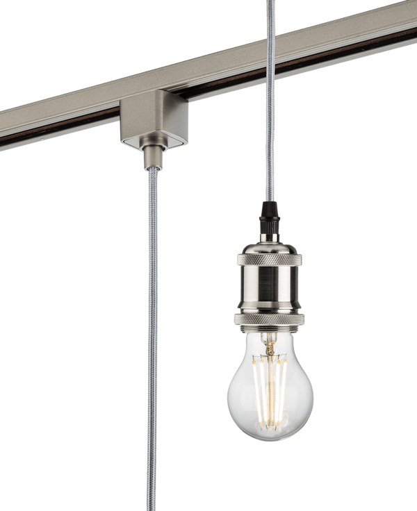 Knightsbridge MLA TRK8271BC 230V 1.8M E27 Vintage Track Pendant - Brushed Chrome - Knightsbridge MLA - Falcon Electrical UK