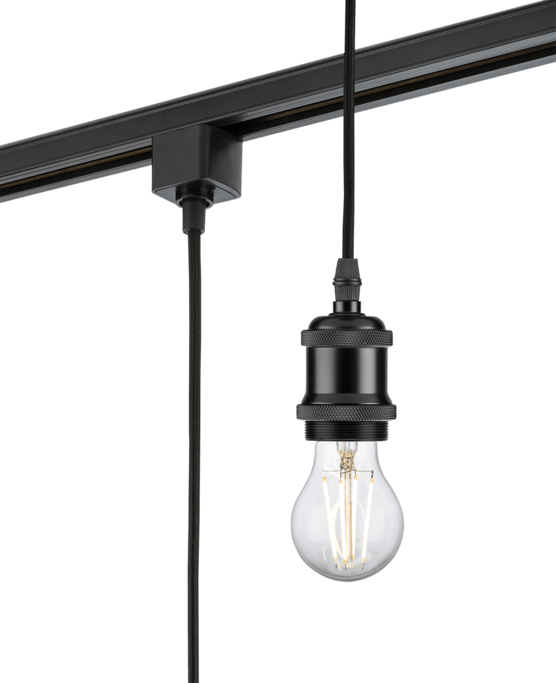 Knightsbridge MLA TRK8271BK 230V 1.8M E27 Vintage Track Pendant - Black - Knightsbridge MLA - Falcon Electrical UK