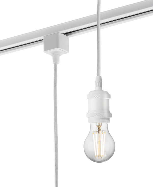 Knightsbridge MLA TRK8271W 230V 1.8M E27 Vintage Track Pendant - White - Knightsbridge MLA - Falcon Electrical UK