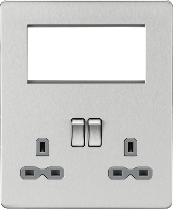 Knightsbridge MLA SFR194BCG Screwless Small Multimedia Combination Plate - Brushed Chrome - Knightsbridge MLA - Falcon Electrical UK