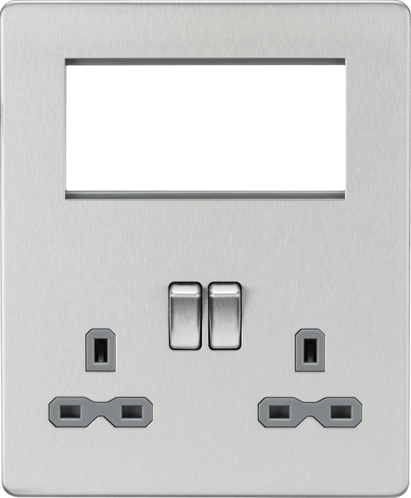 Knightsbridge MLA SFR194BCG Screwless Small Multimedia Combination Plate - Brushed Chrome - Knightsbridge MLA - Falcon Electrical UK