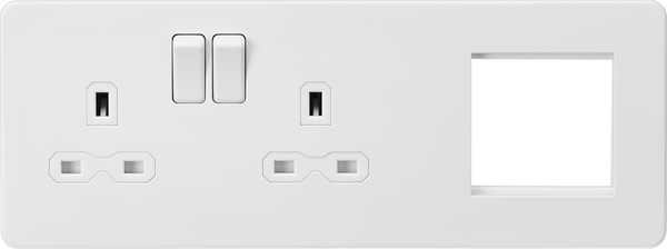 Knightsbridge MLA SFR192LMW Screwless 13A 2G DP Socket + 2G Modular Combination Plate - Matt White - Knightsbridge MLA - Falcon Electrical UK